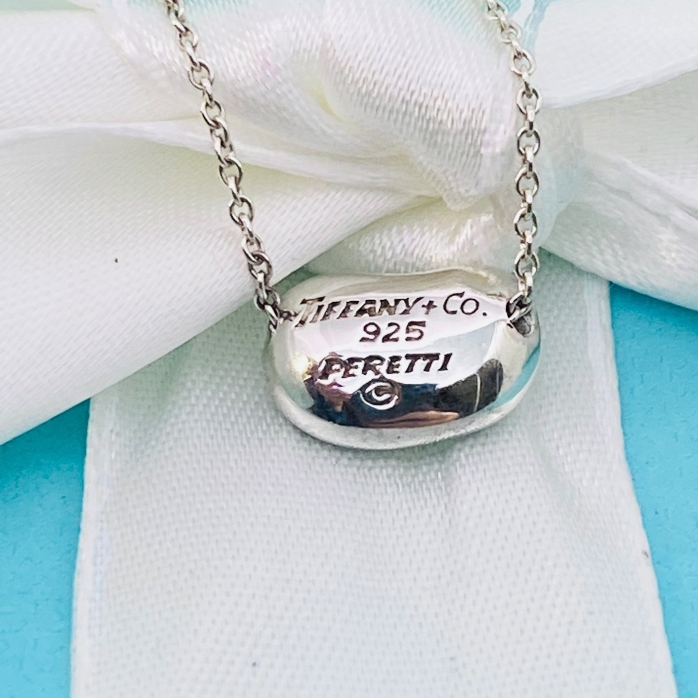 Vintage Tiffany & Co. Elsa Peretti Mini Bean Necklace 11mm Sterling Silver 16” - Picture 3 of 6